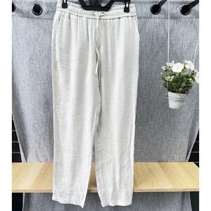 Liu Jo Milano Shimmer Drawstring Trousers Champagne White US 6 Waist 26-36 Eu 42